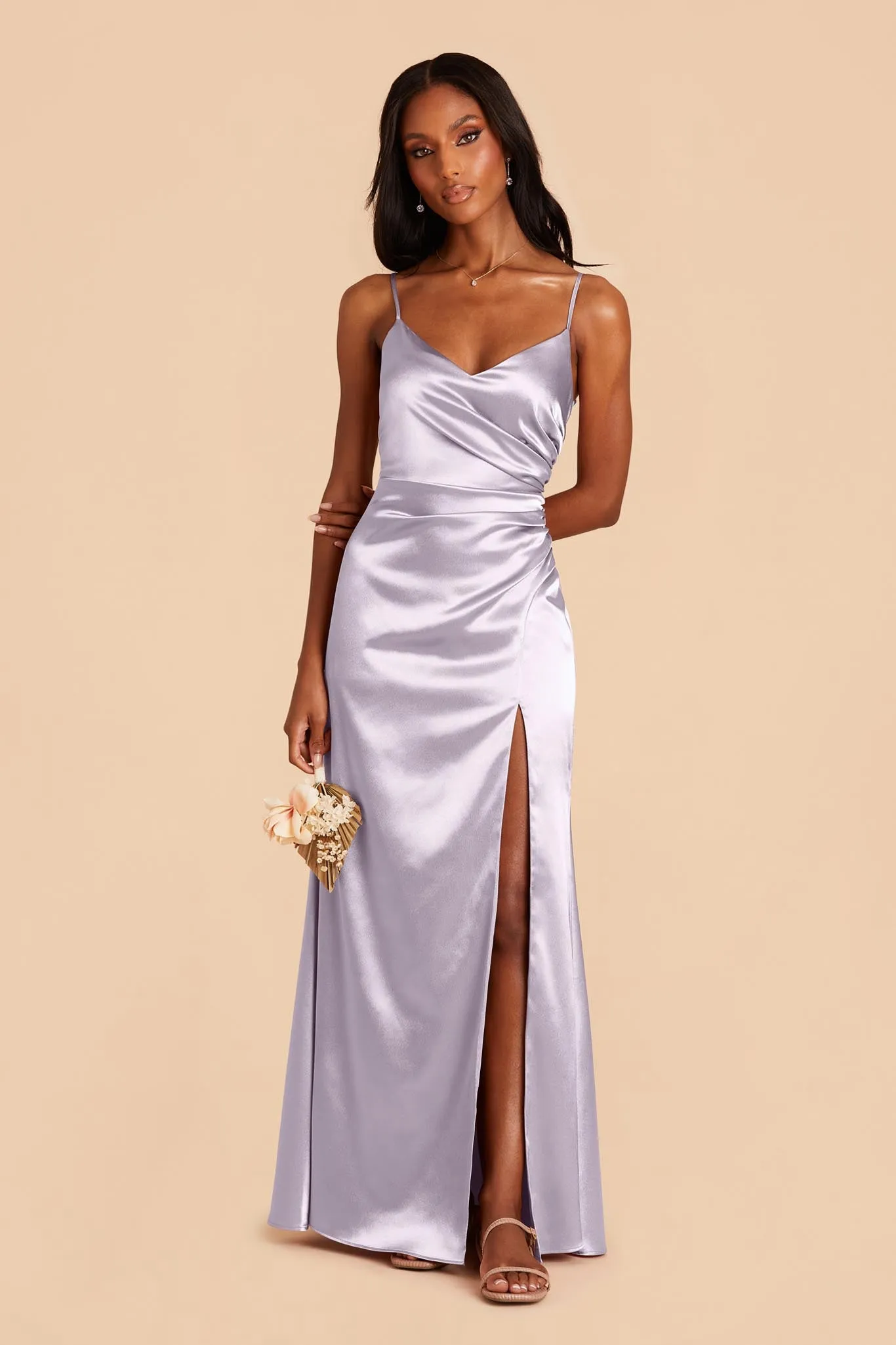 Catherine Shiny Satin Dress - Dusty Lilac sold by Birdy Grey product image thumbnail 3