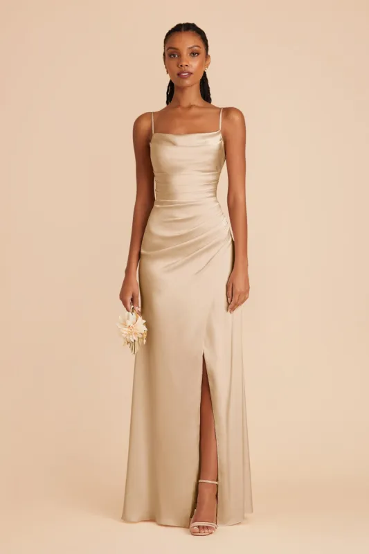 Lydia Matte Satin Dress - Gold sold by Birdy Grey