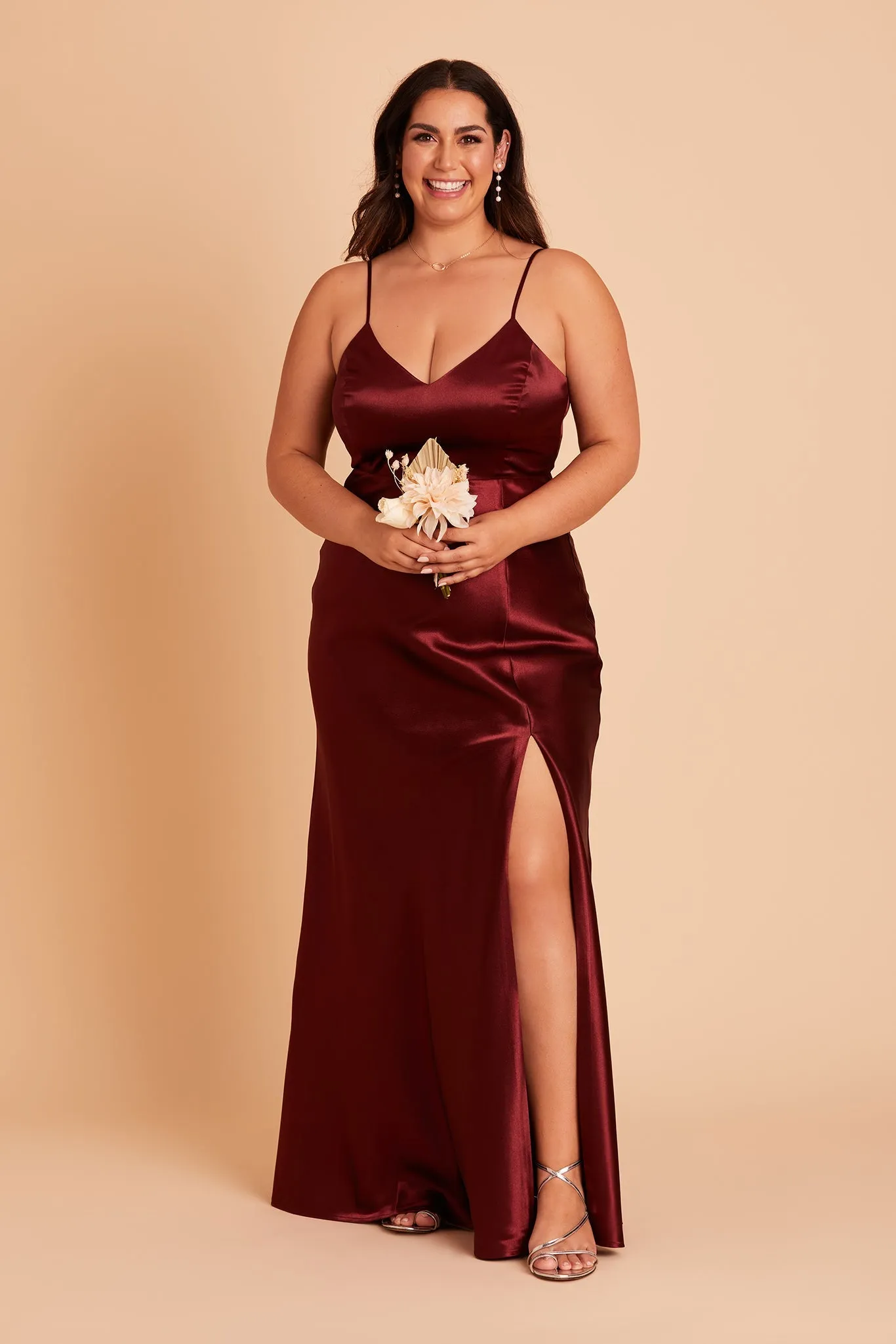 Jay Shiny Satin Dress - Cabernet sold by Birdy Grey