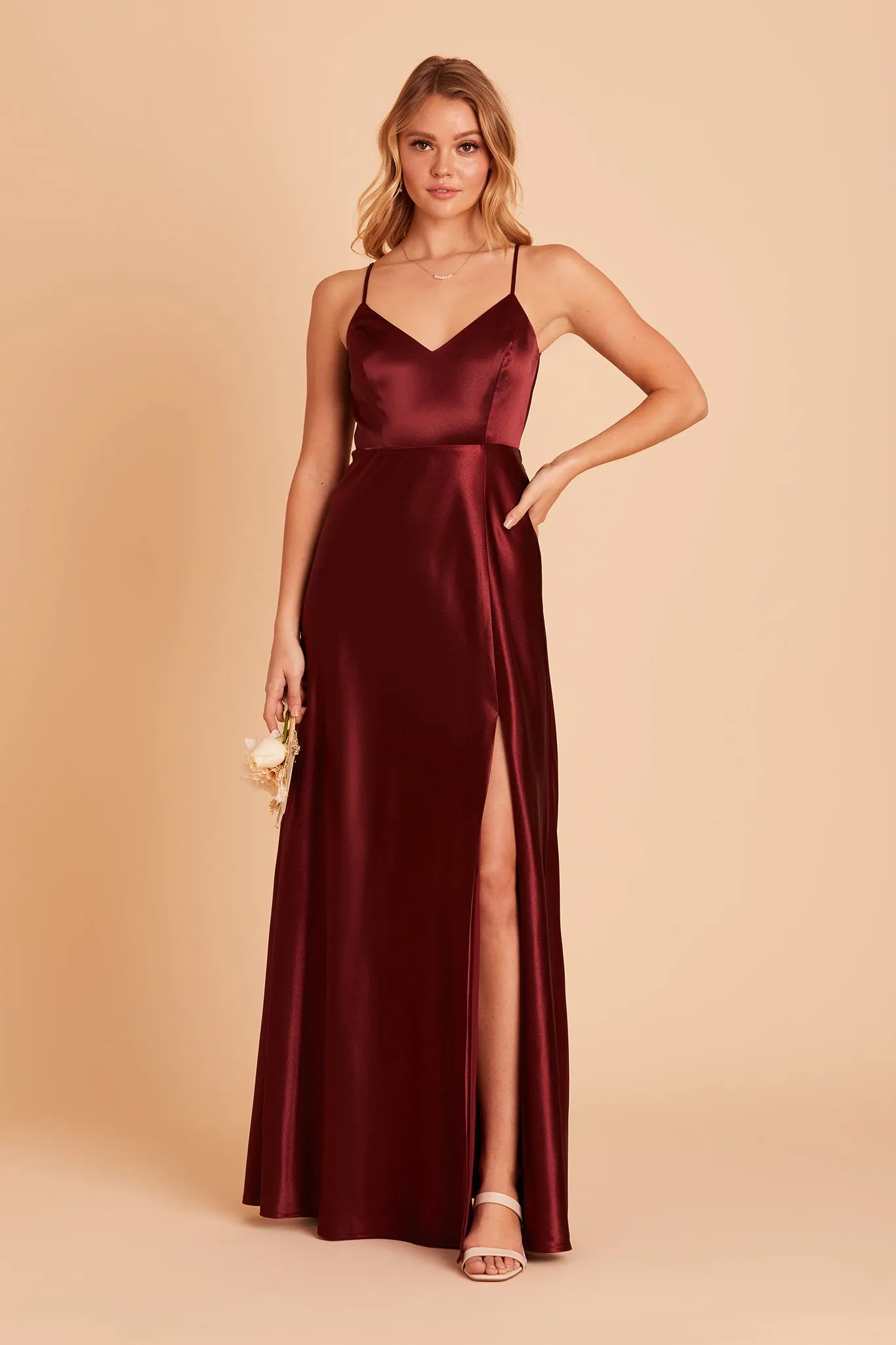 Jay Shiny Satin Dress - Cabernet sold by Birdy Grey product image thumbnail 3