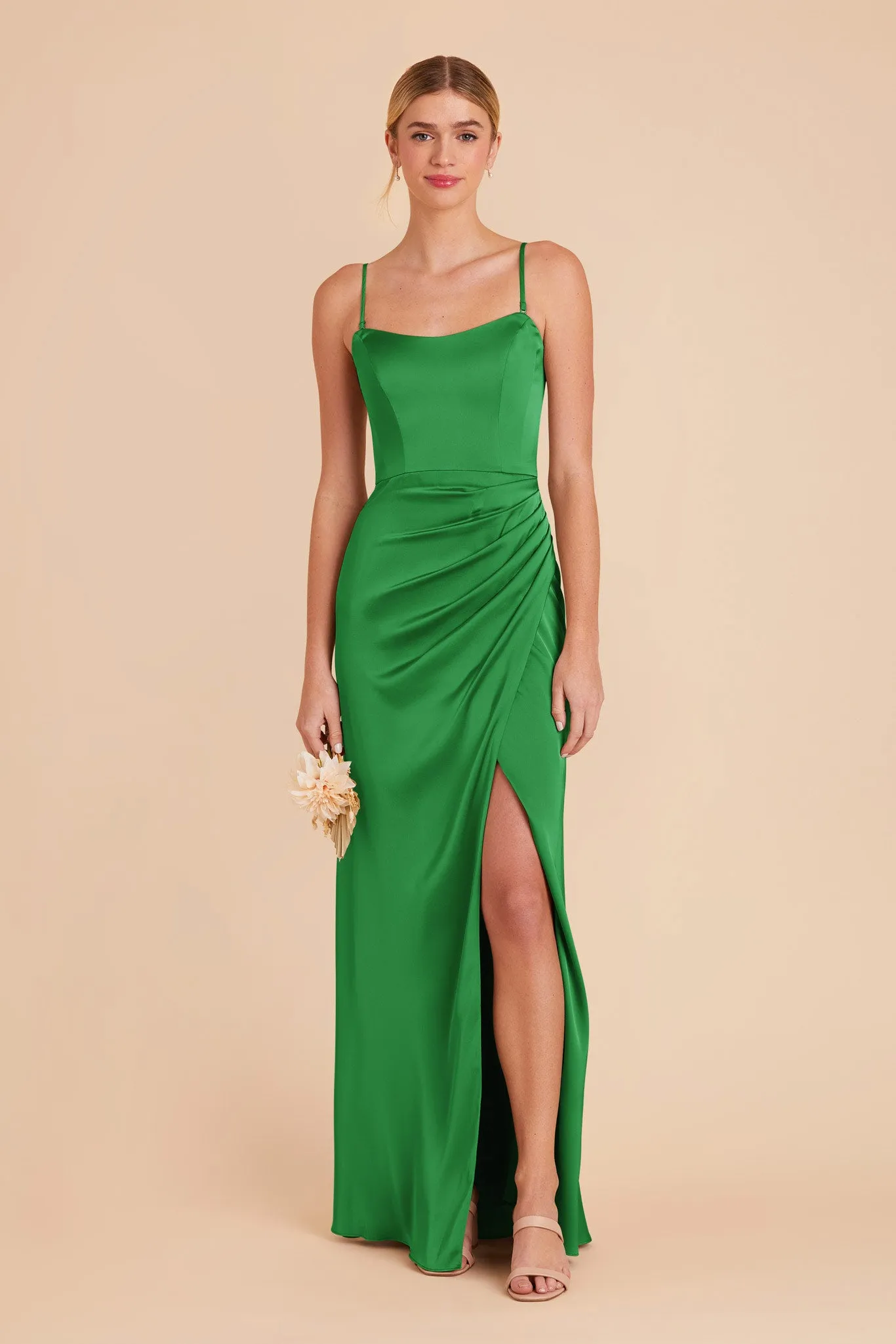 Anne Matte Satin Dress - Kelly Green sold by Birdy Grey