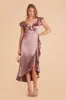 James Shiny Satin Midi Dress - Dark Mauve sold by Birdy Grey