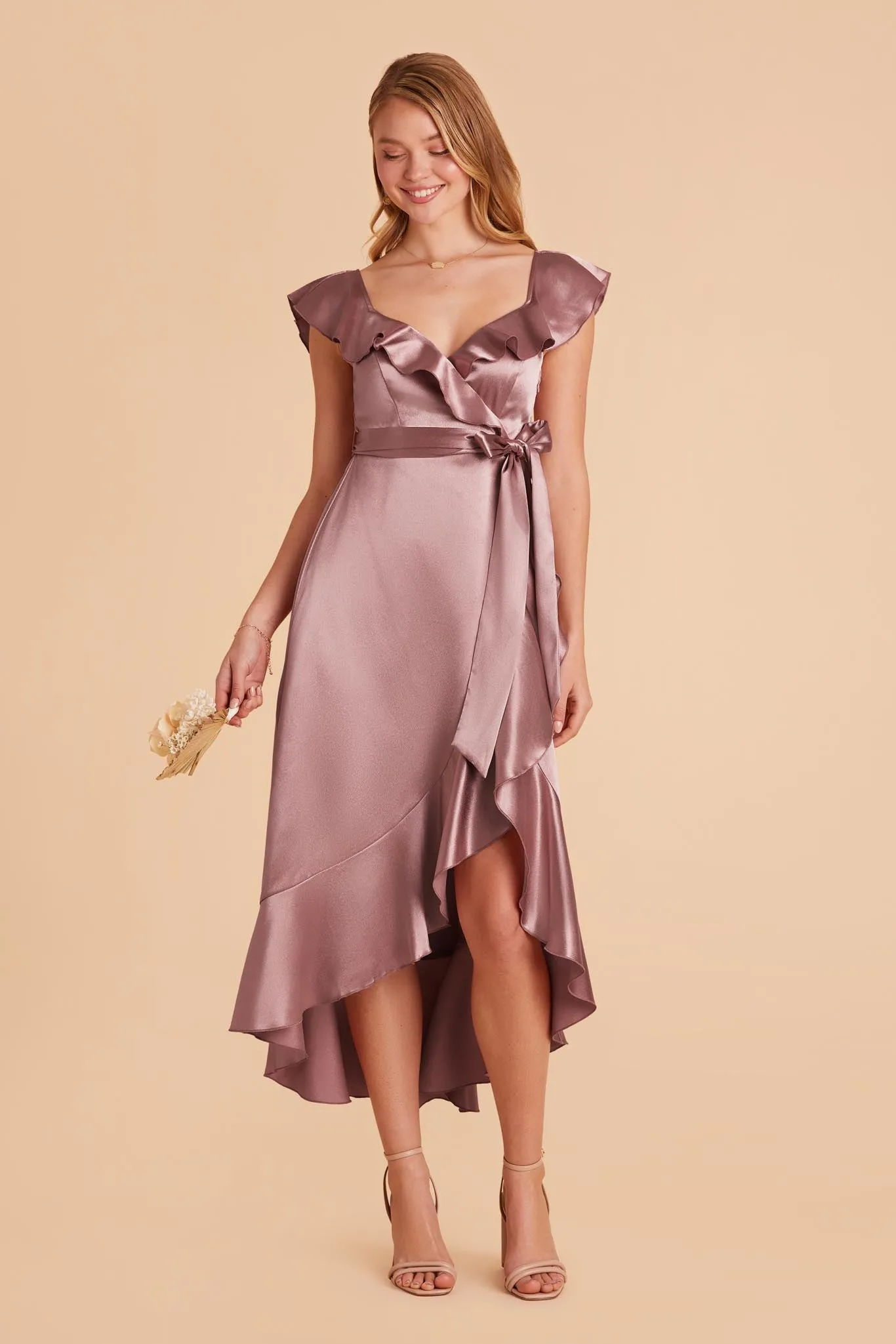 James Shiny Satin Midi Dress - Dark Mauve sold by Birdy Grey product image thumbnail 4