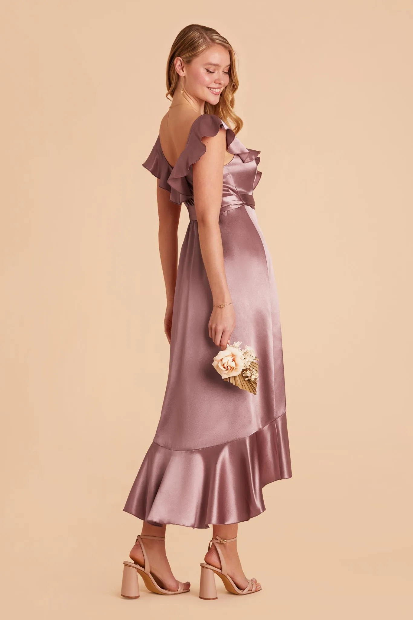 James Shiny Satin Midi Dress - Dark Mauve sold by Birdy Grey product image thumbnail 5