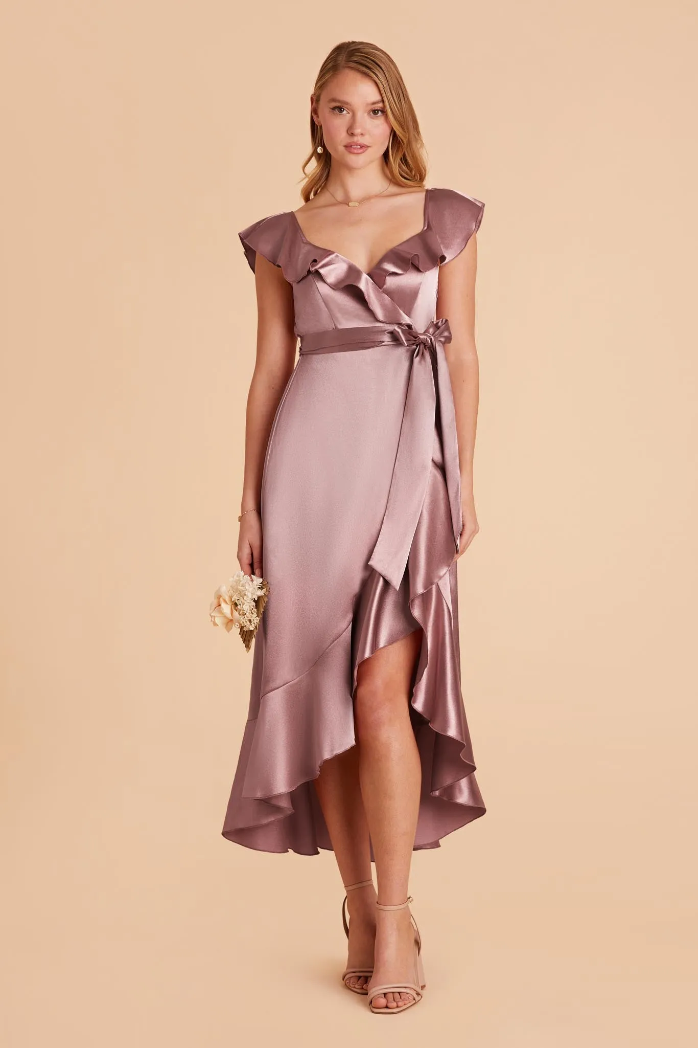 James Shiny Satin Midi Dress - Dark Mauve sold by Birdy Grey product image thumbnail 3