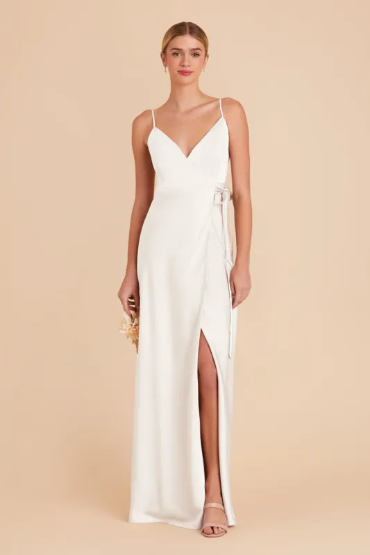 Cindy Matte Satin Dress - White sold by Birdy Grey