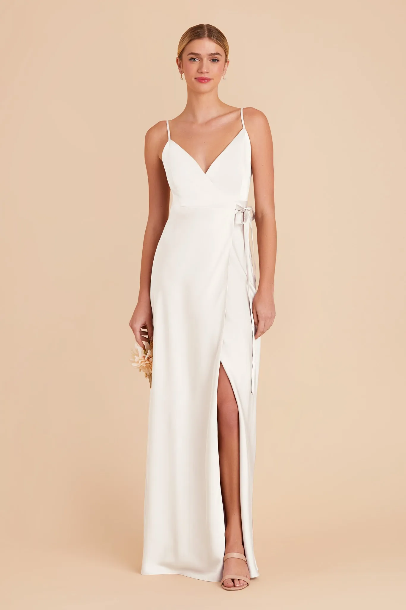 Cindy Matte Satin Dress - White sold by Birdy Grey