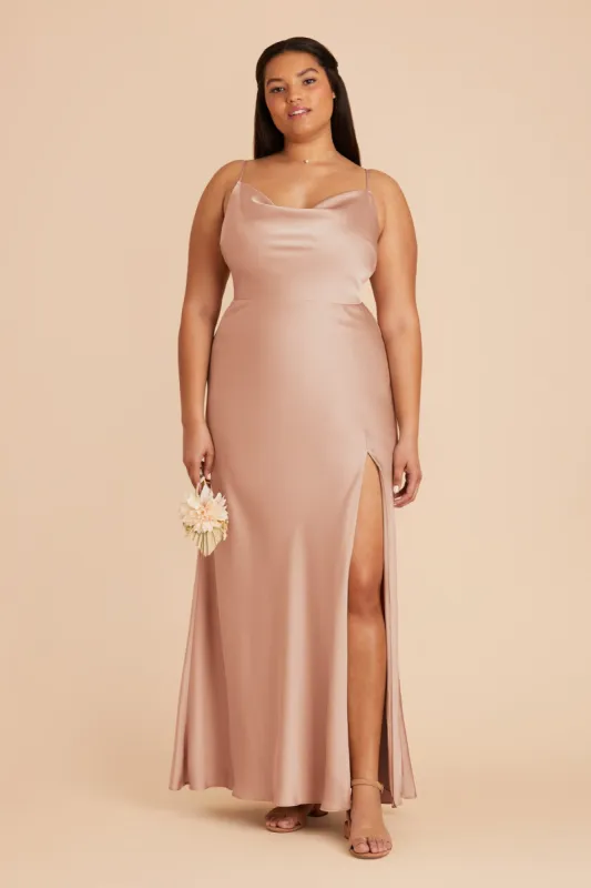 Lisa Long Matte Satin Dress - Rose Gold sold by Birdy Grey