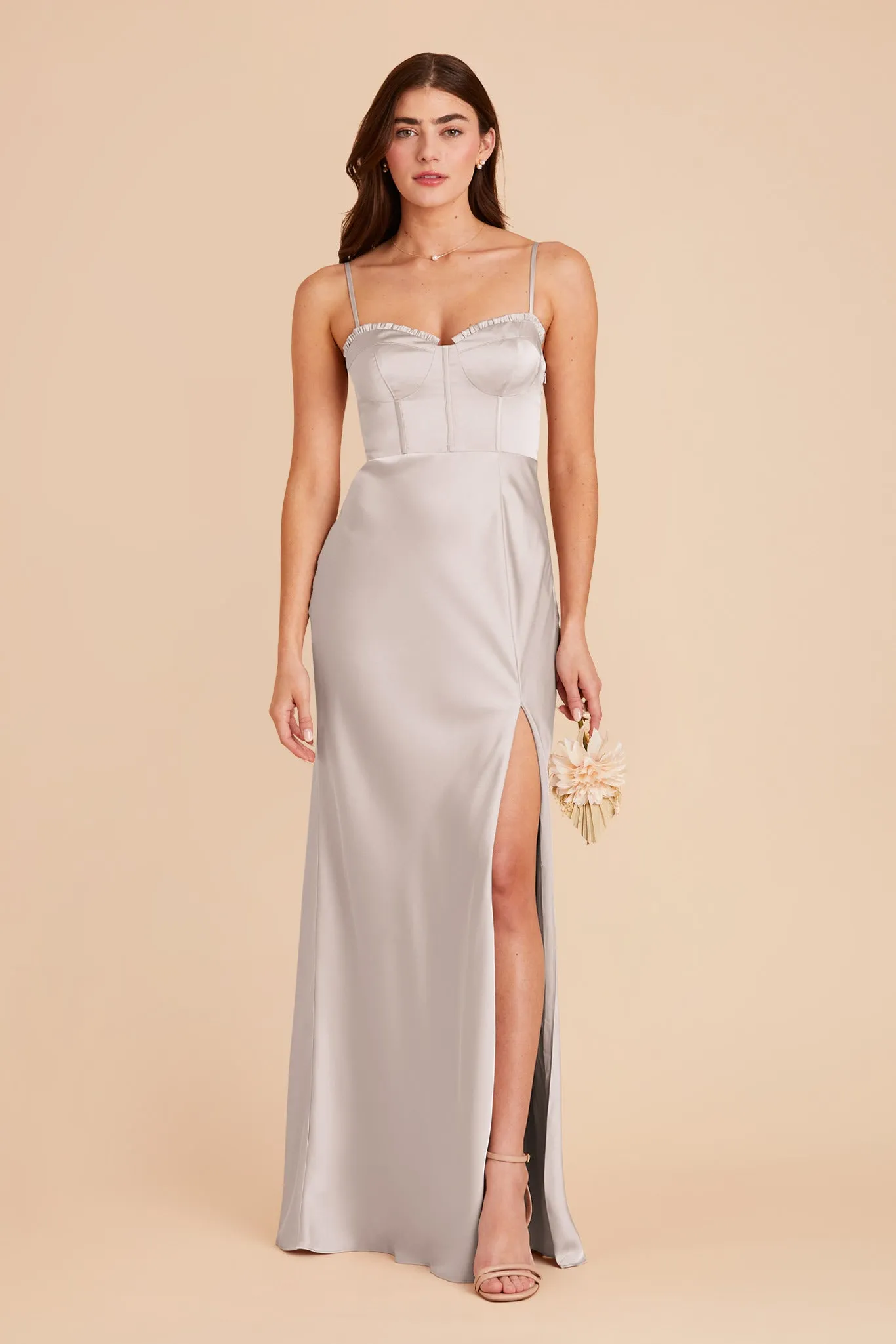 Jessica Matte Satin Dress - Platinum sold by Birdy Grey