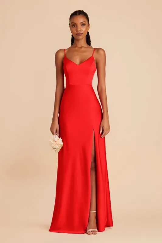 Jay Matte Satin Dress - Lipstick Red sold by Birdy Grey