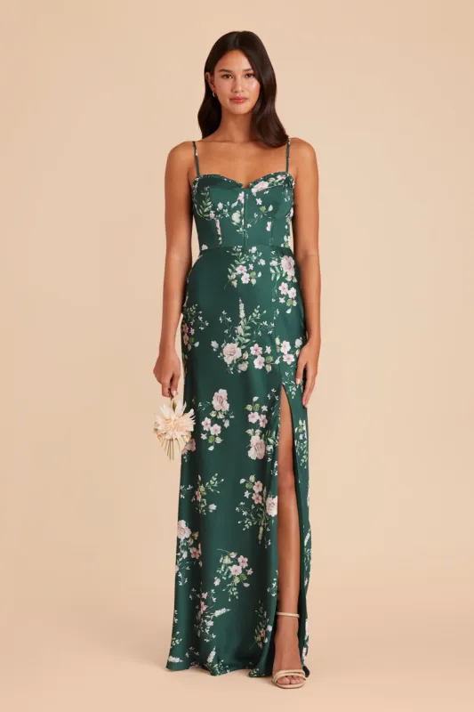 Jessica Matte Satin Dress - Emerald Garden Party sold by Birdy Grey