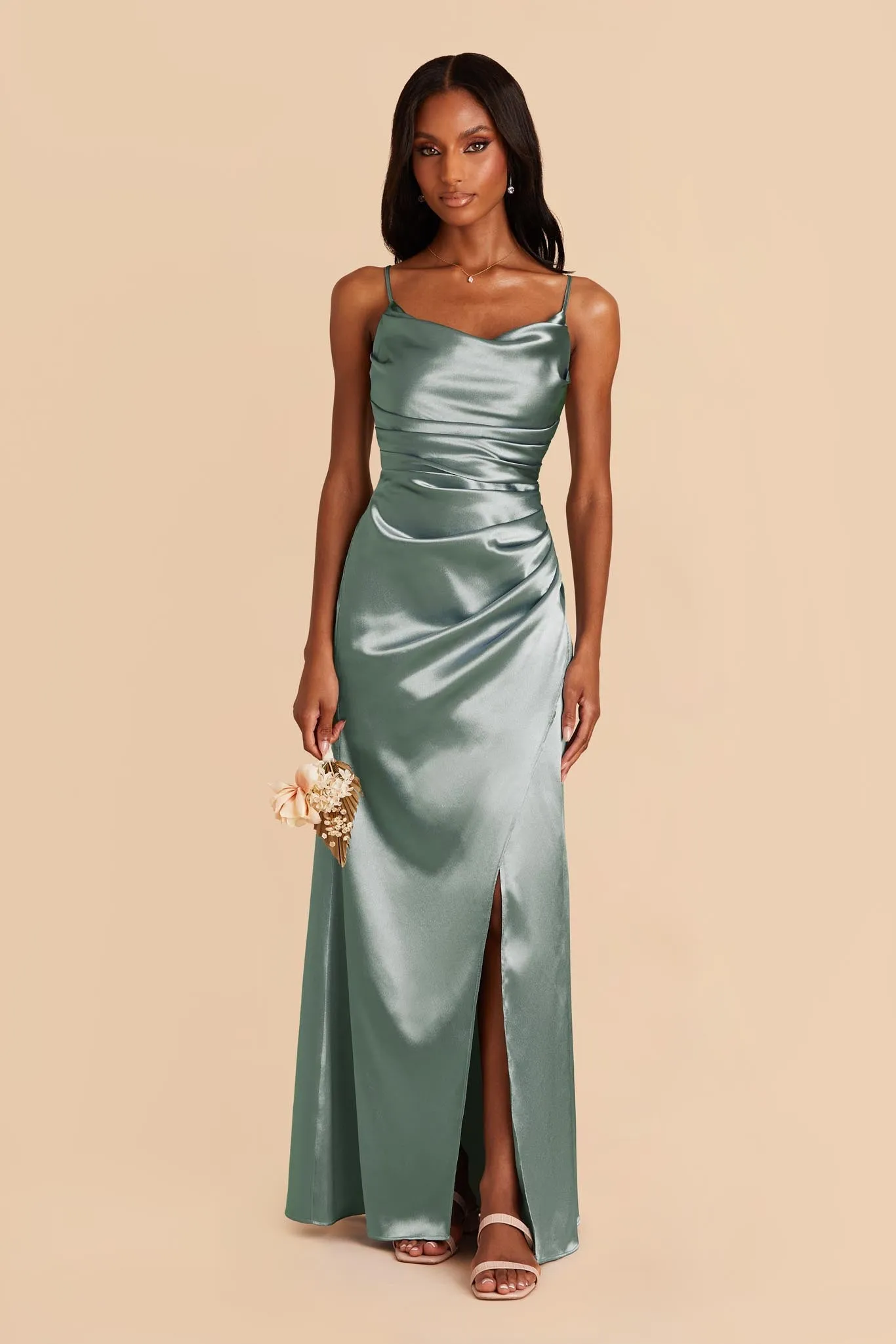Lydia Shiny Satin Dress - Sea Glass sold by Birdy Grey product image thumbnail 3