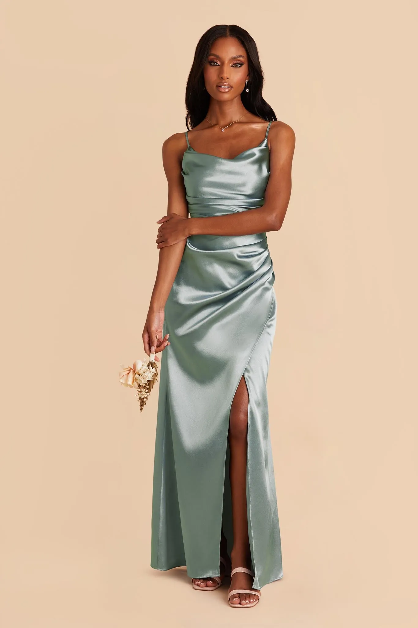 Lydia Shiny Satin Dress - Sea Glass sold by Birdy Grey product image thumbnail 4