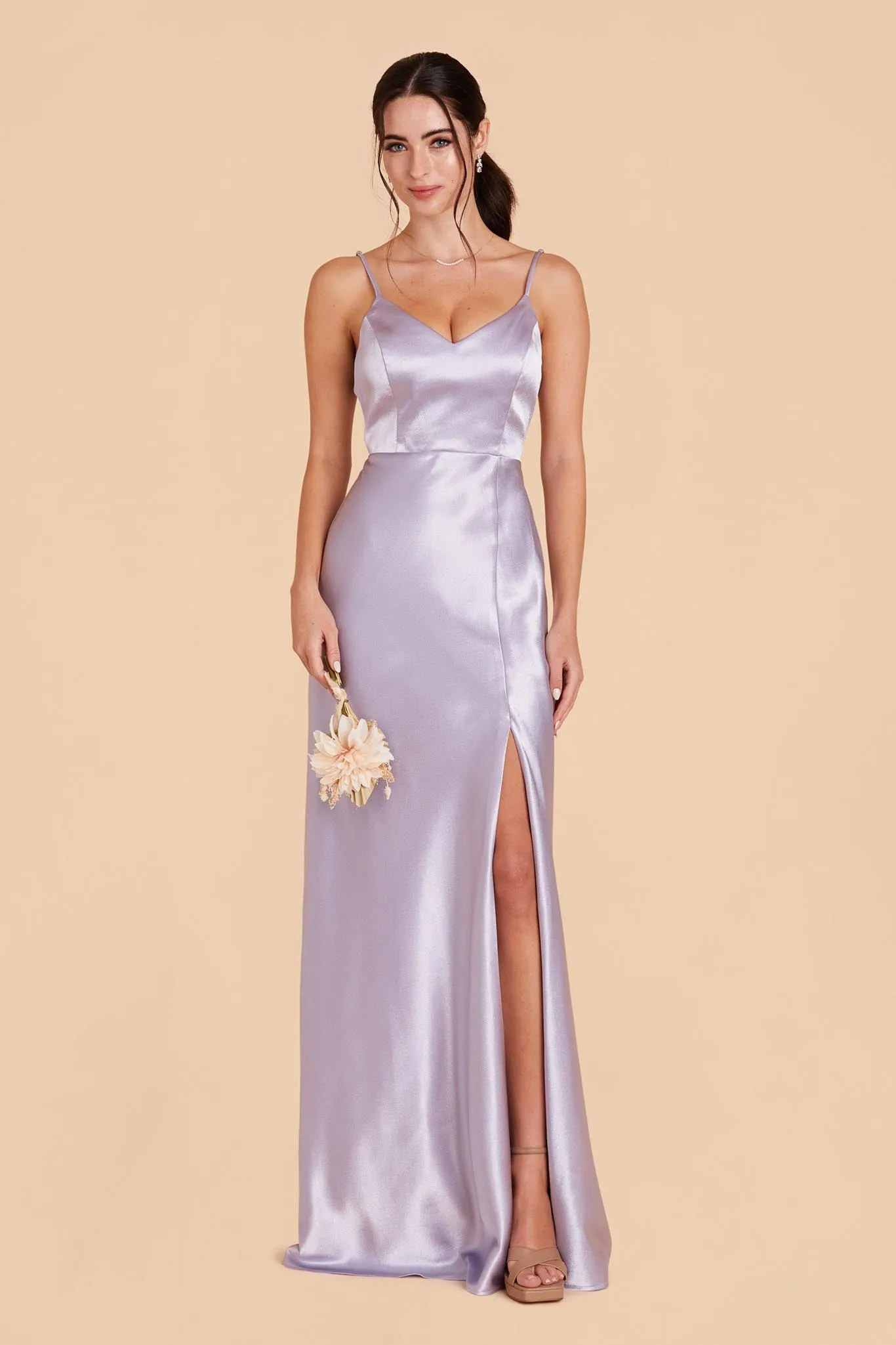 Jay Shiny Satin Dress - Dusty Lilac sold by Birdy Grey