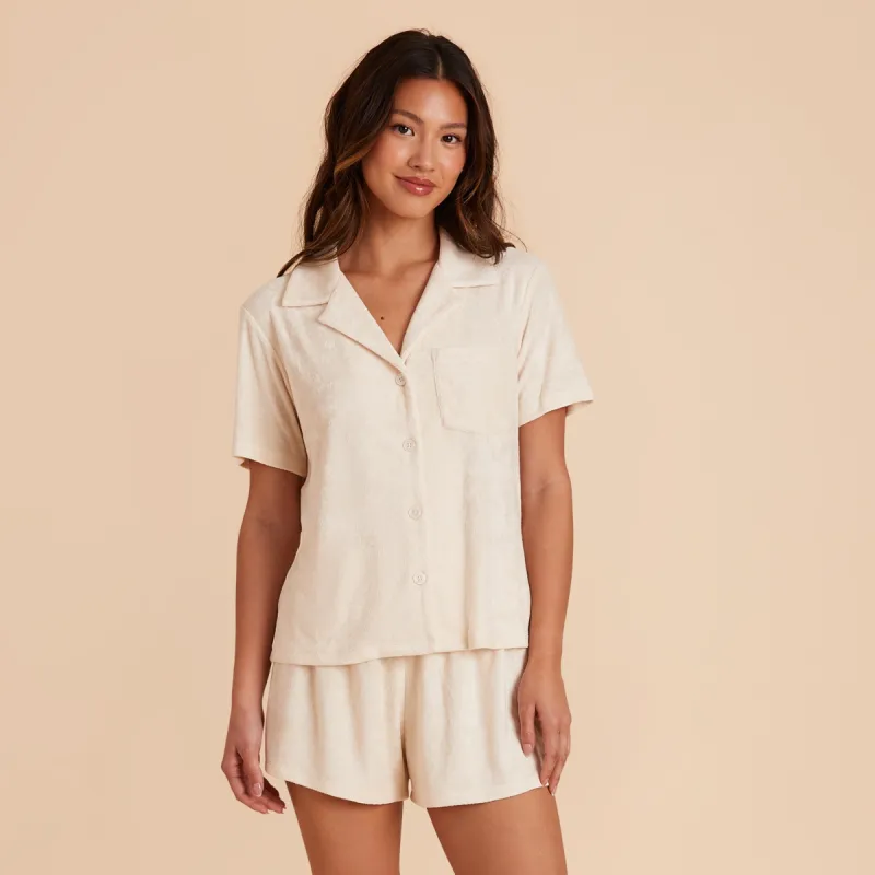 Eunice Short Sleeve Shirt and Shorts Set - Ivory sold by Birdy Grey