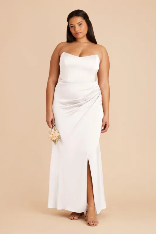 Anne Matte Satin Dress - White sold by Birdy Grey