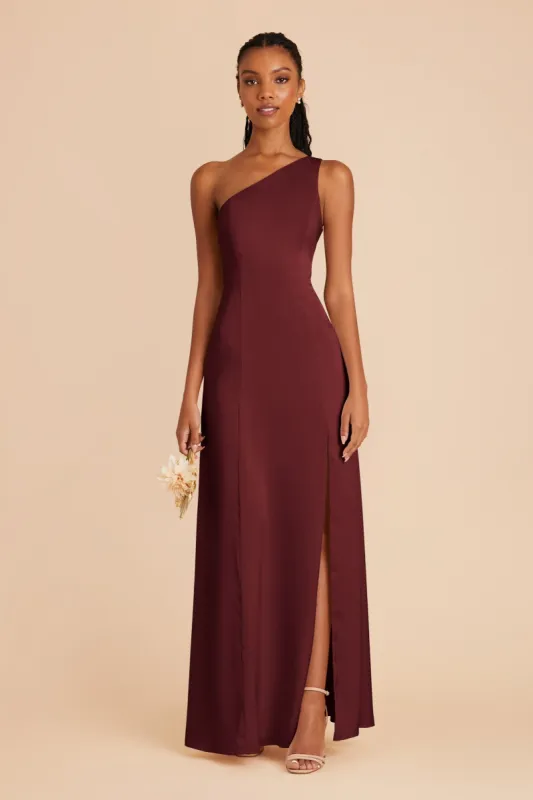 Kira Matte Satin Dress - Cabernet sold by Birdy Grey