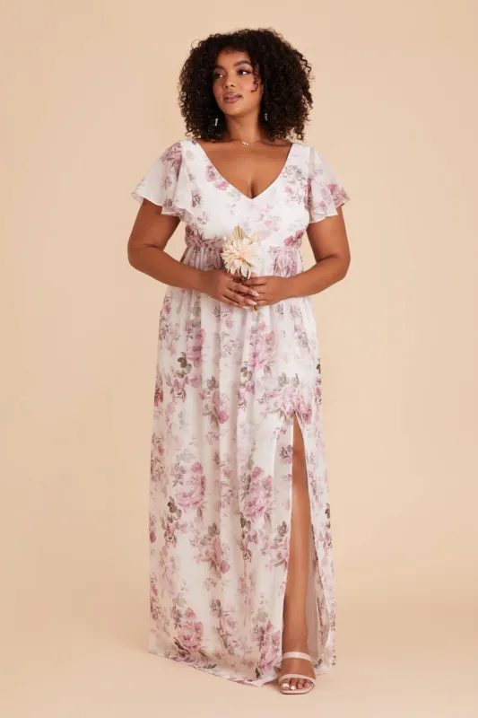 Hannah Empire Dress - Dusty Pink Peonies sold by Birdy Grey