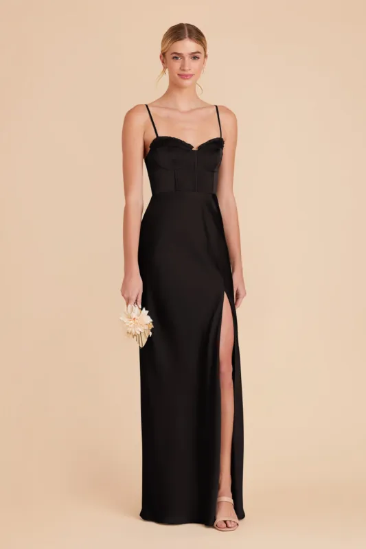 Jessica Matte Satin Dress - Black sold by Birdy Grey
