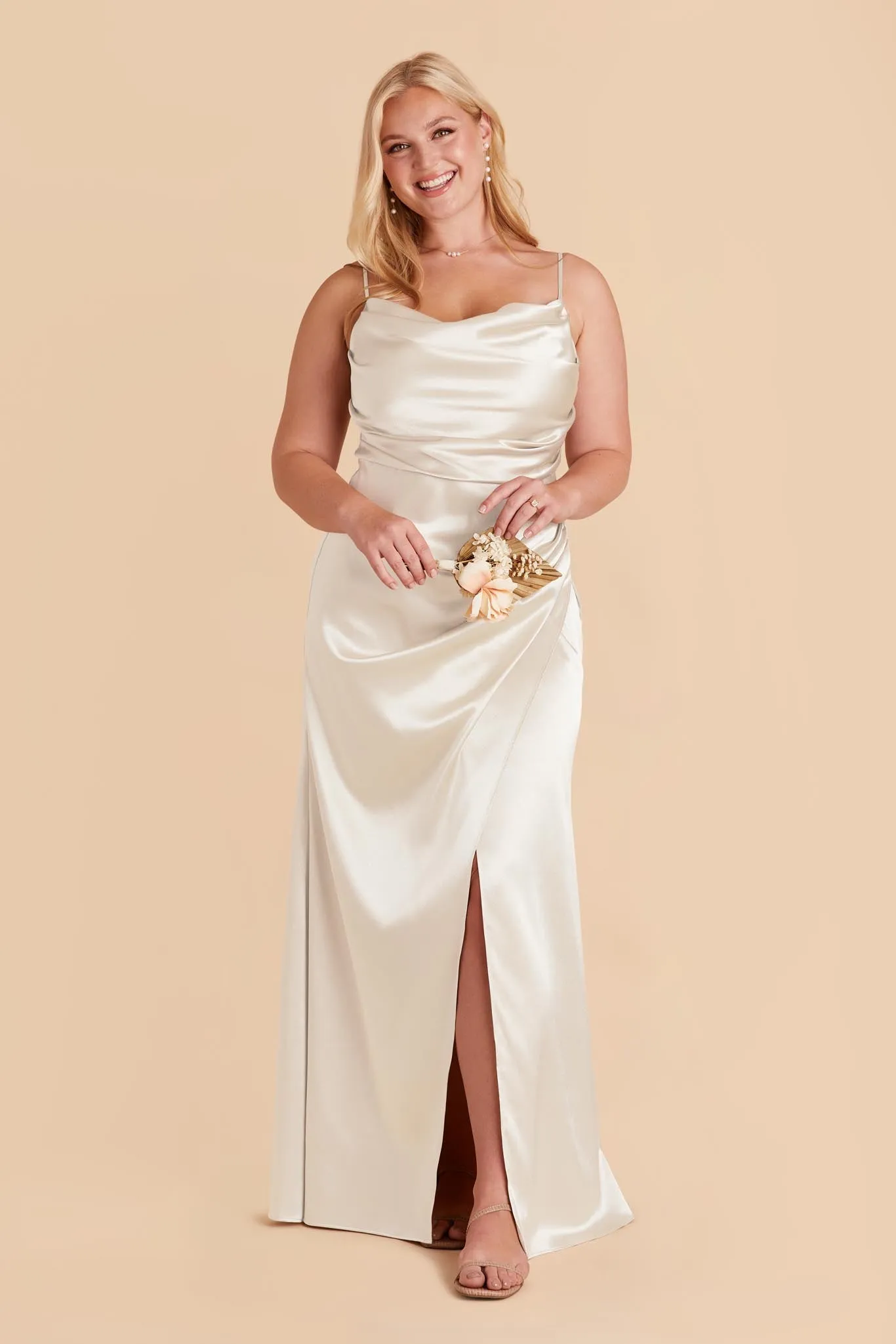 Lydia Shiny Satin Dress - White sold by Birdy Grey product image thumbnail 2