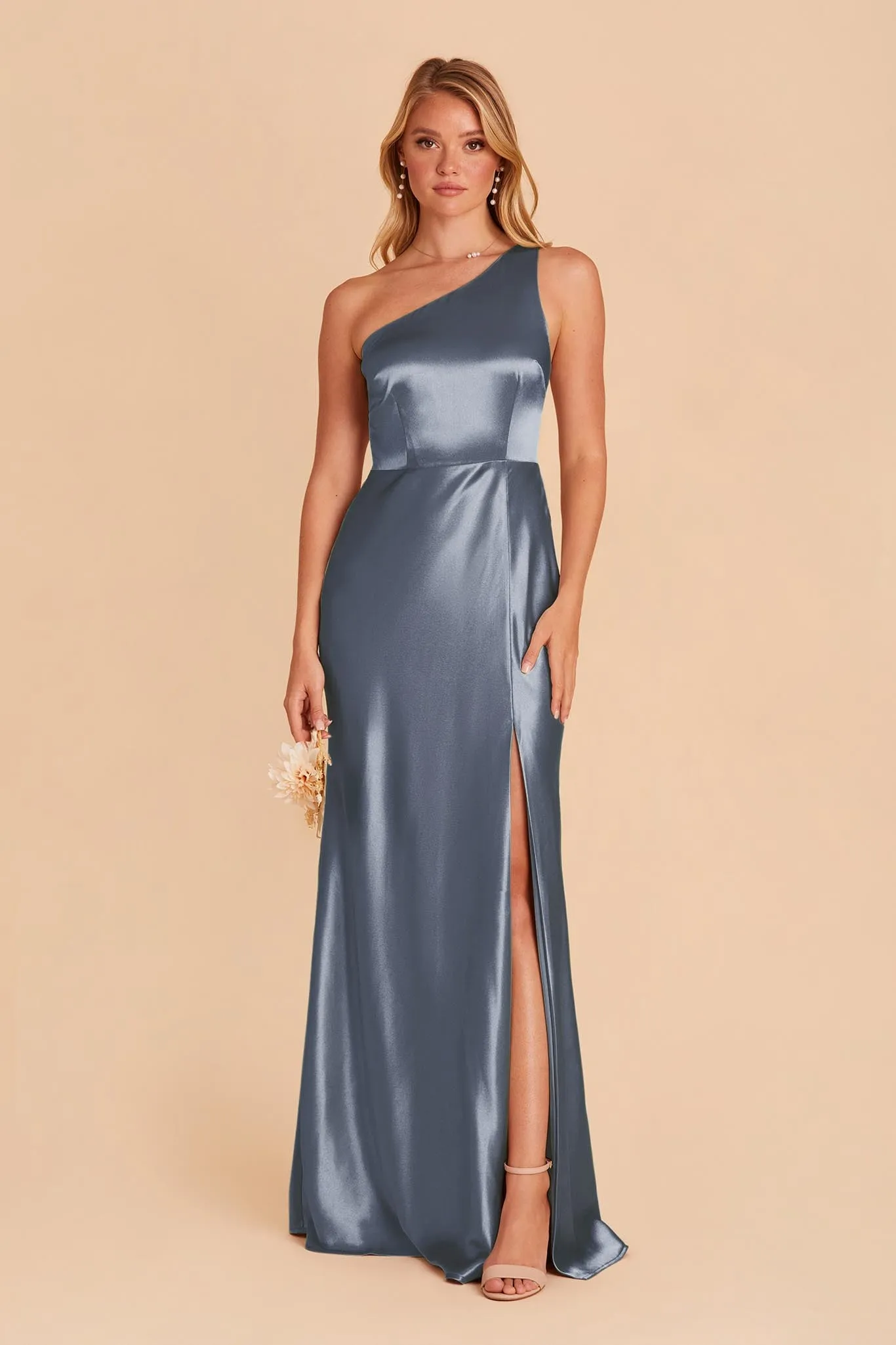 Kira Shiny Satin Dress - French Blue sold by Birdy Grey