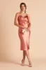Lisa Shiny Satin Midi Dress - Terracotta sold by Birdy Grey