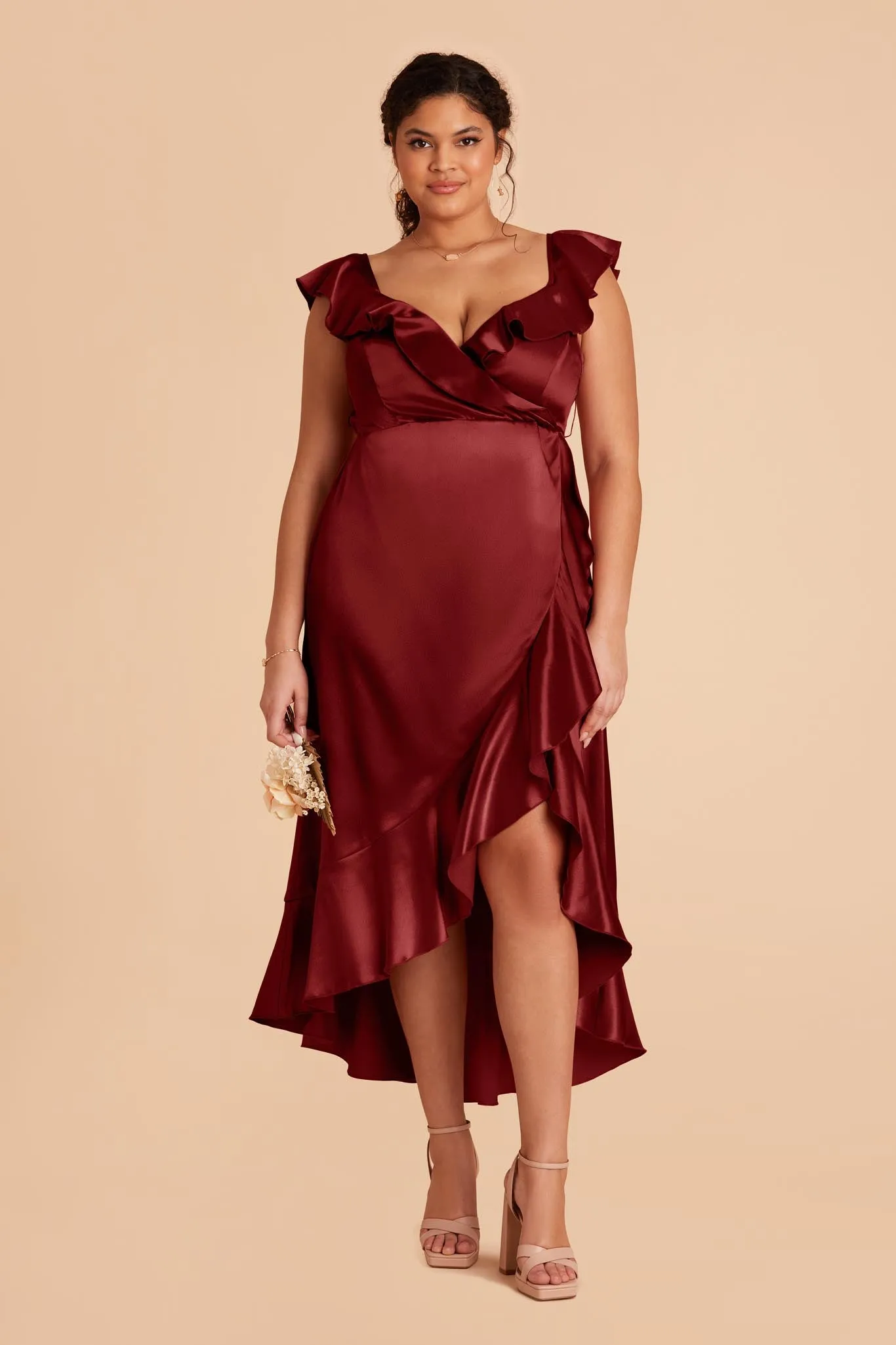 James Shiny Satin Midi Dress - Cabernet sold by Birdy Grey product image thumbnail 2