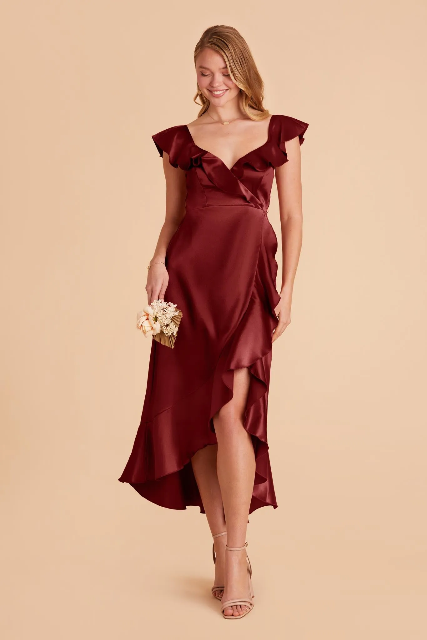 James Shiny Satin Midi Dress - Cabernet sold by Birdy Grey product image thumbnail 4