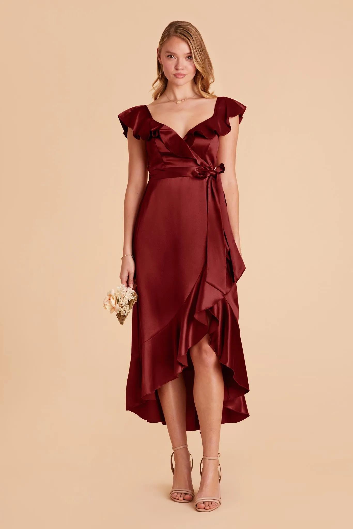 James Shiny Satin Midi Dress - Cabernet sold by Birdy Grey