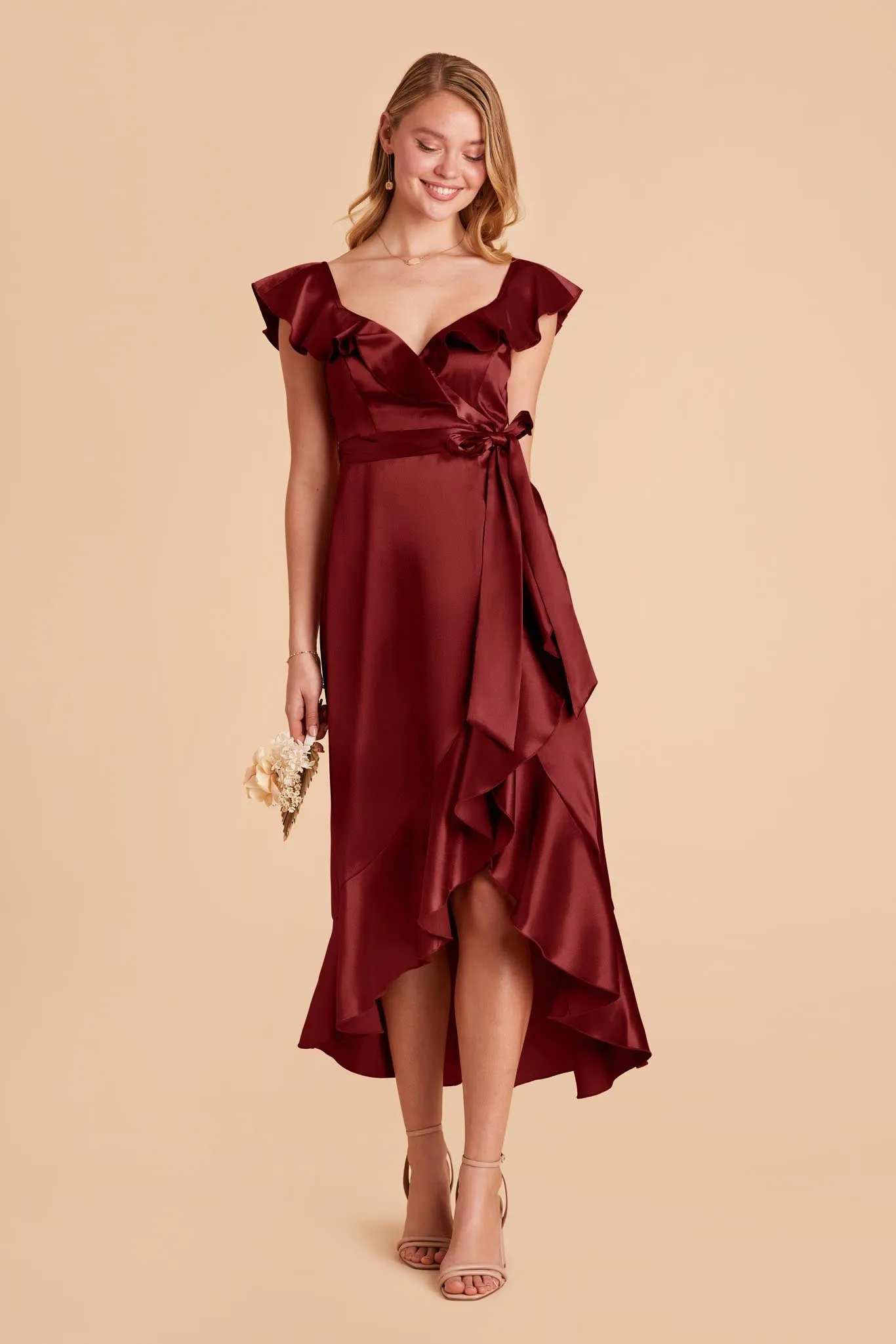 James Shiny Satin Midi Dress - Cabernet sold by Birdy Grey product image thumbnail 3