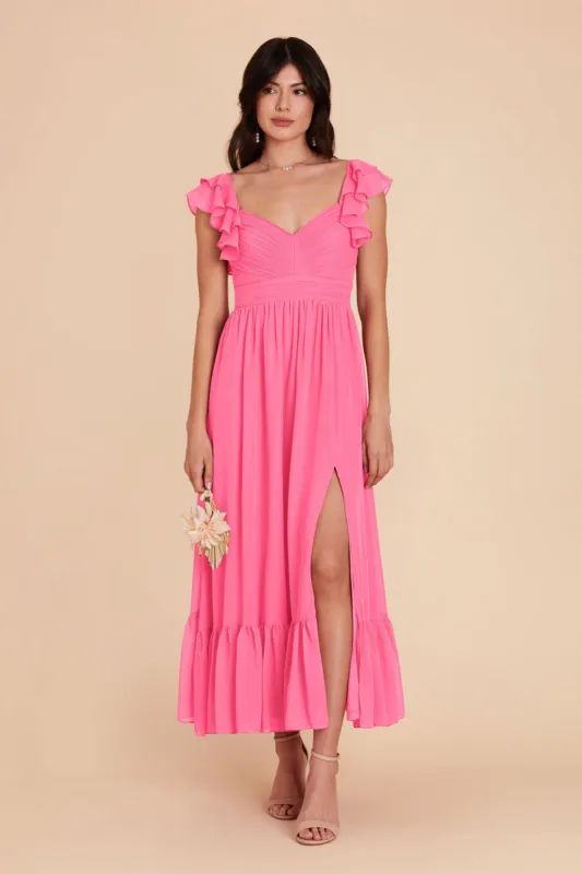 Michelle Chiffon Dress - Bon Bon Pink sold by Birdy Grey