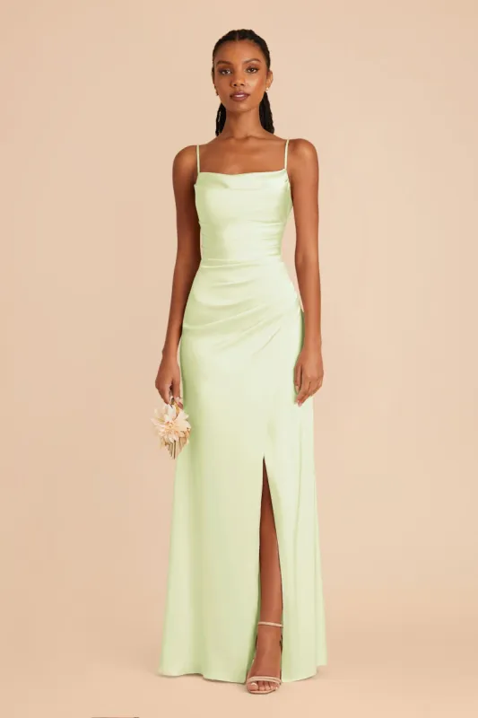 Lydia Matte Satin Dress - Pale Pistachio sold by Birdy Grey