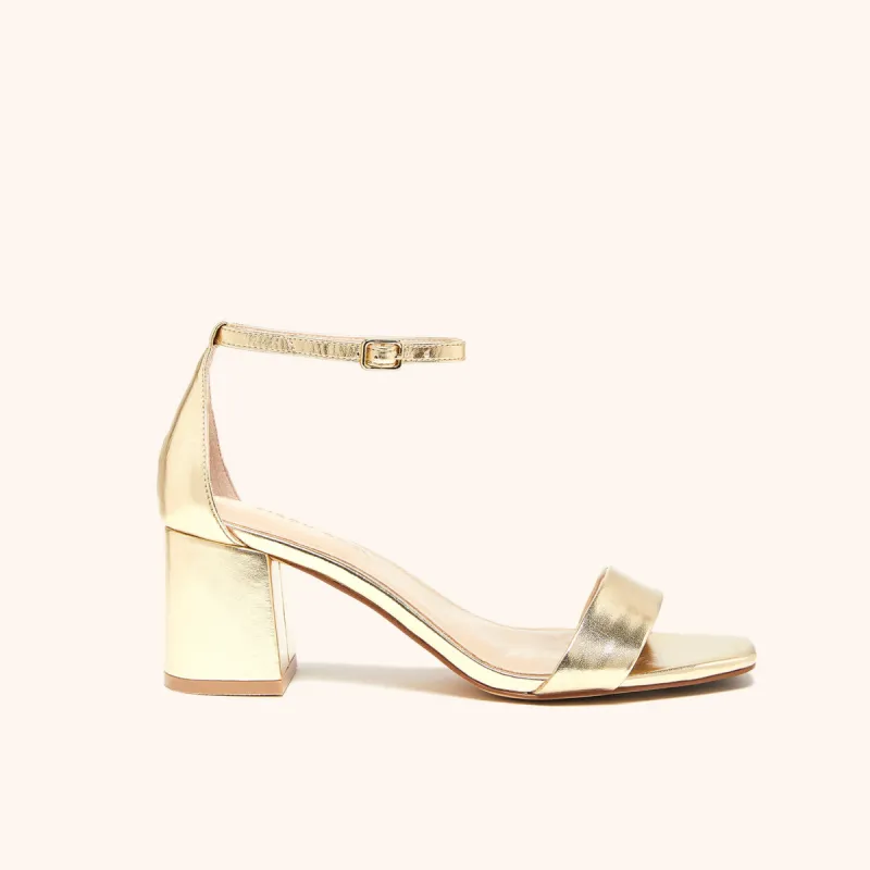 Natalie Chunky Heel - Gold sold by Birdy Grey