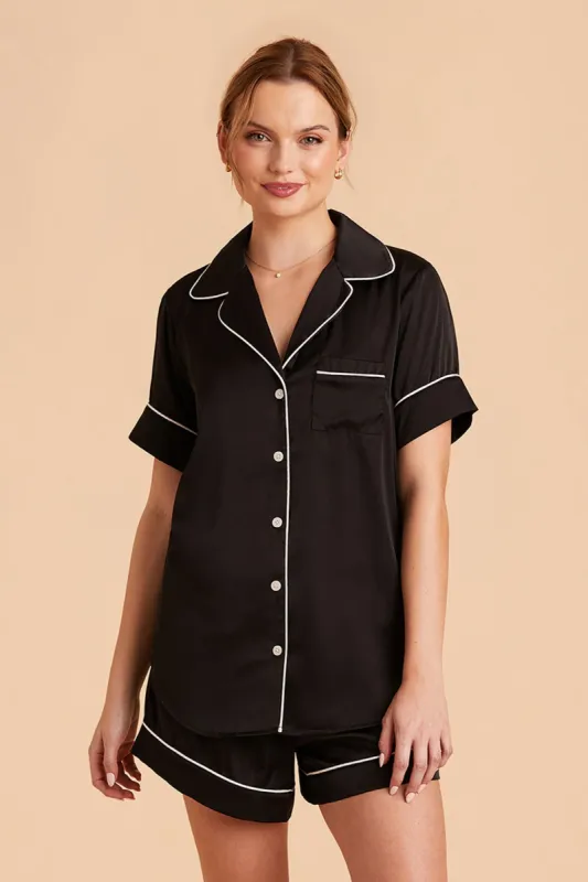 Jonny Satin Pajama Set - Black sold by Birdy Grey