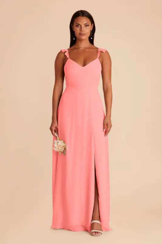 Doris Chiffon Dress - Coral Pink sold by Birdy Grey