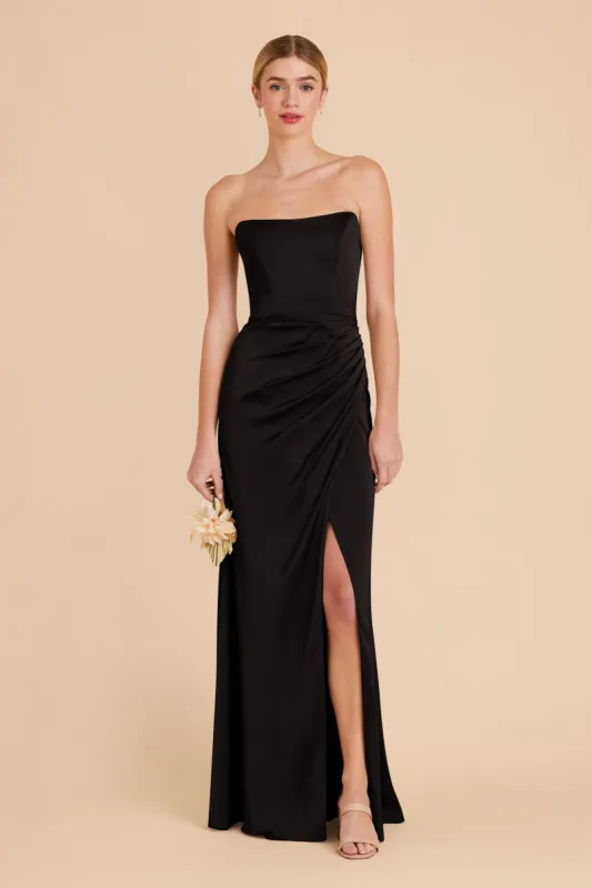 Anne Matte Satin Dress - Black sold by Birdy Grey