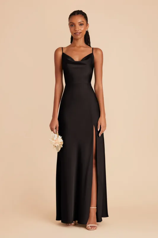 Lisa Long Matte Satin Dress - Black sold by Birdy Grey