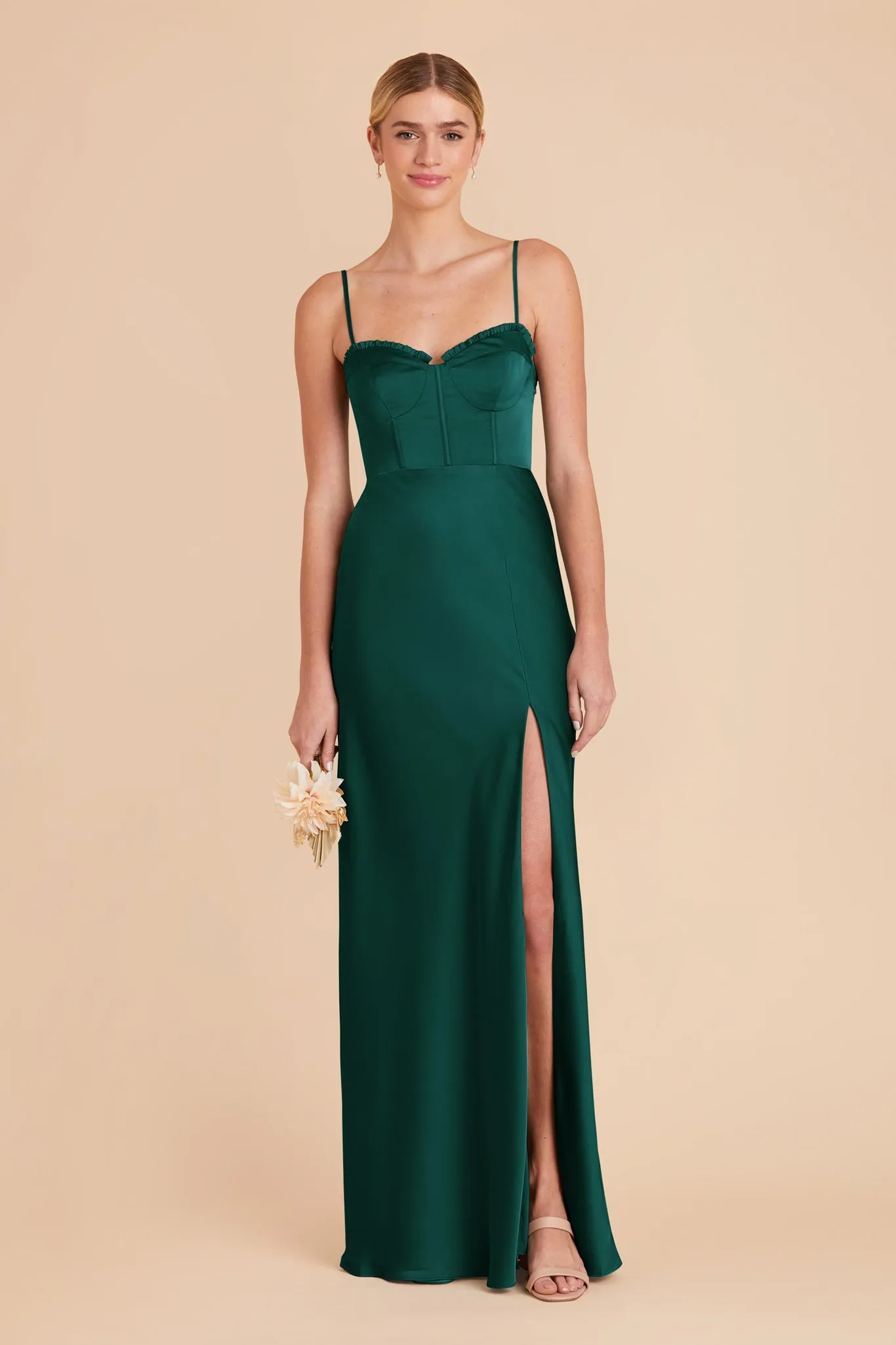 Jessica Matte Satin Dress - Emerald sold by Birdy Grey