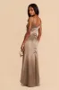 Catherine Shiny Satin Dress - Mocha sold by Birdy Grey