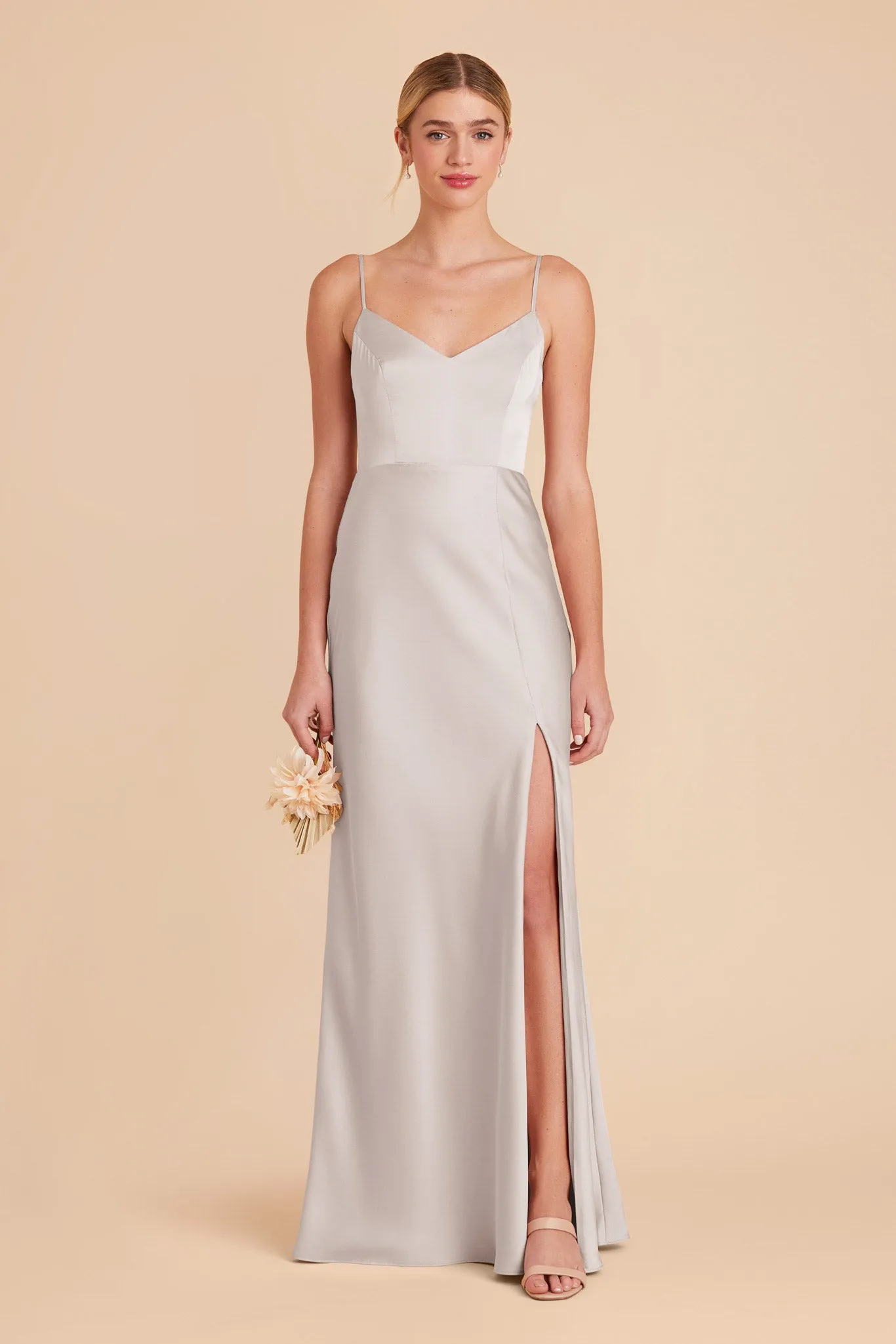 Jay Matte Satin Dress - Platinum sold by Birdy Grey