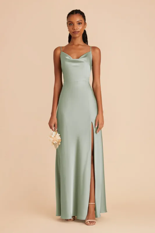 Lisa Long Matte Satin Dress - Sage sold by Birdy Grey