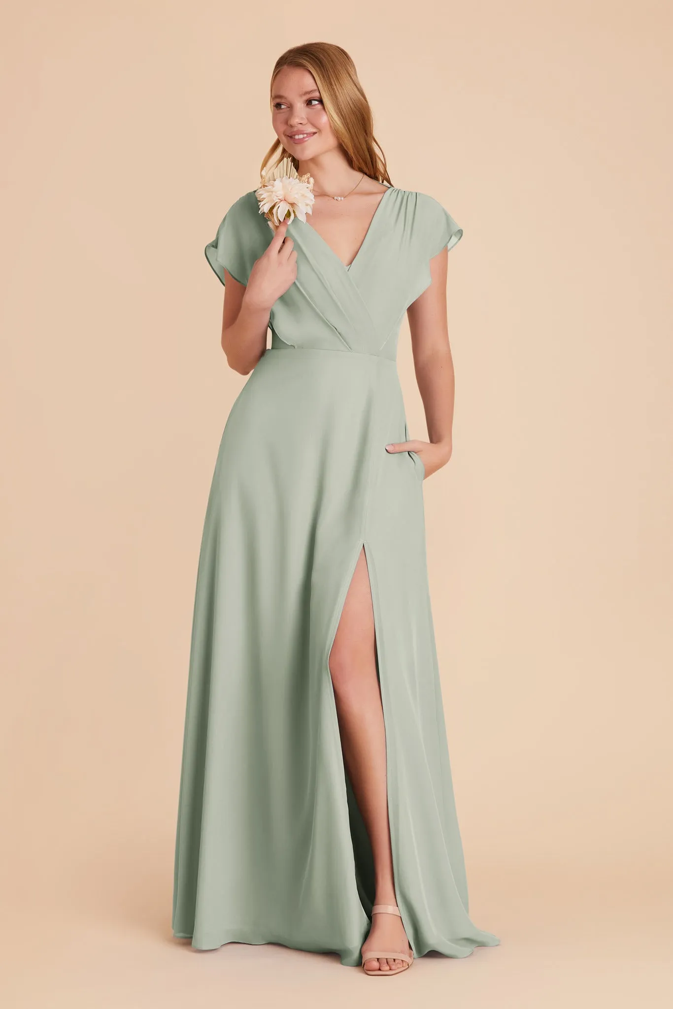 Violet Chiffon Dress - Sage sold by Birdy Grey product image thumbnail 5