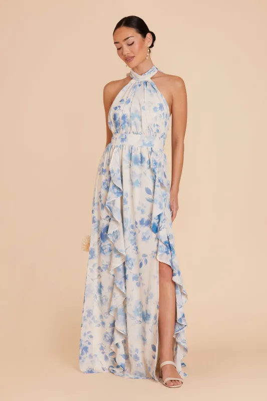 Joyce Chiffon Dress - Blue Rococo Floral sold by Birdy Grey