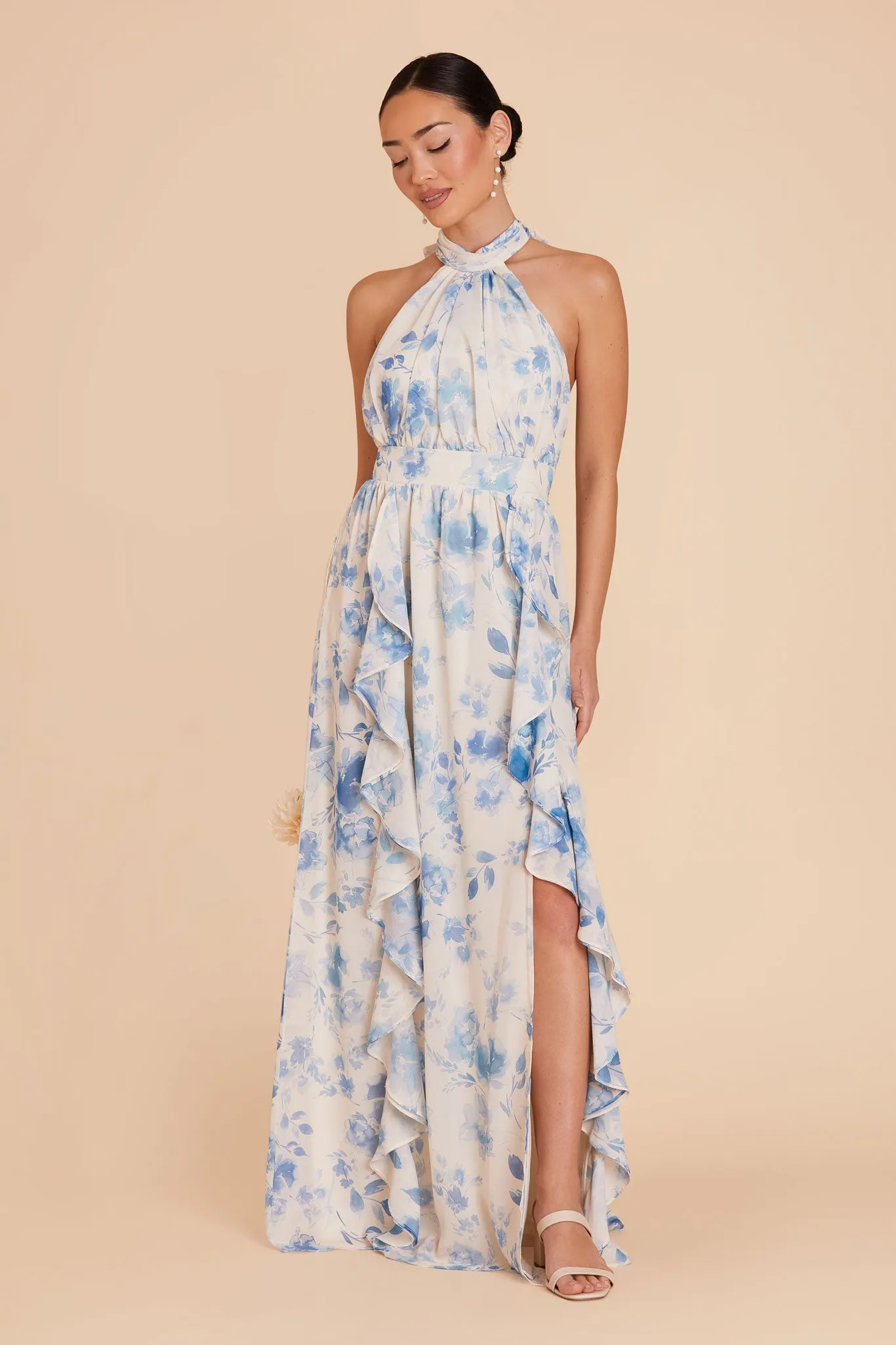 Joyce Chiffon Dress - Blue Rococo Floral sold by Birdy Grey