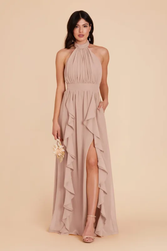 Joyce Chiffon Dress - Taupe sold by Birdy Grey