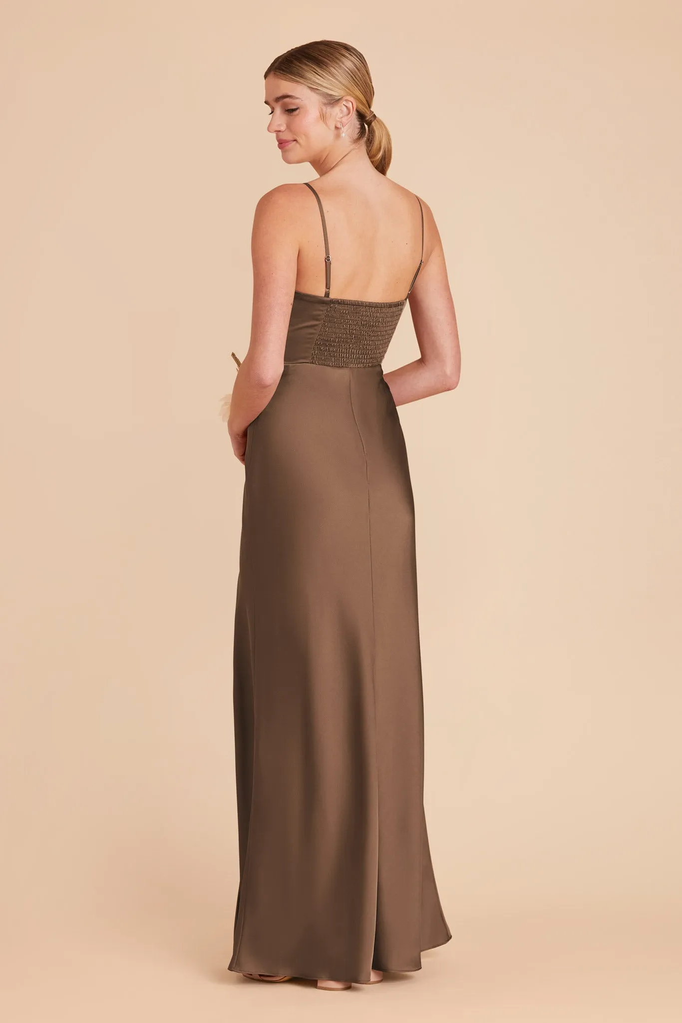 Jessica Matte Satin Dress - Mocha | Parallel