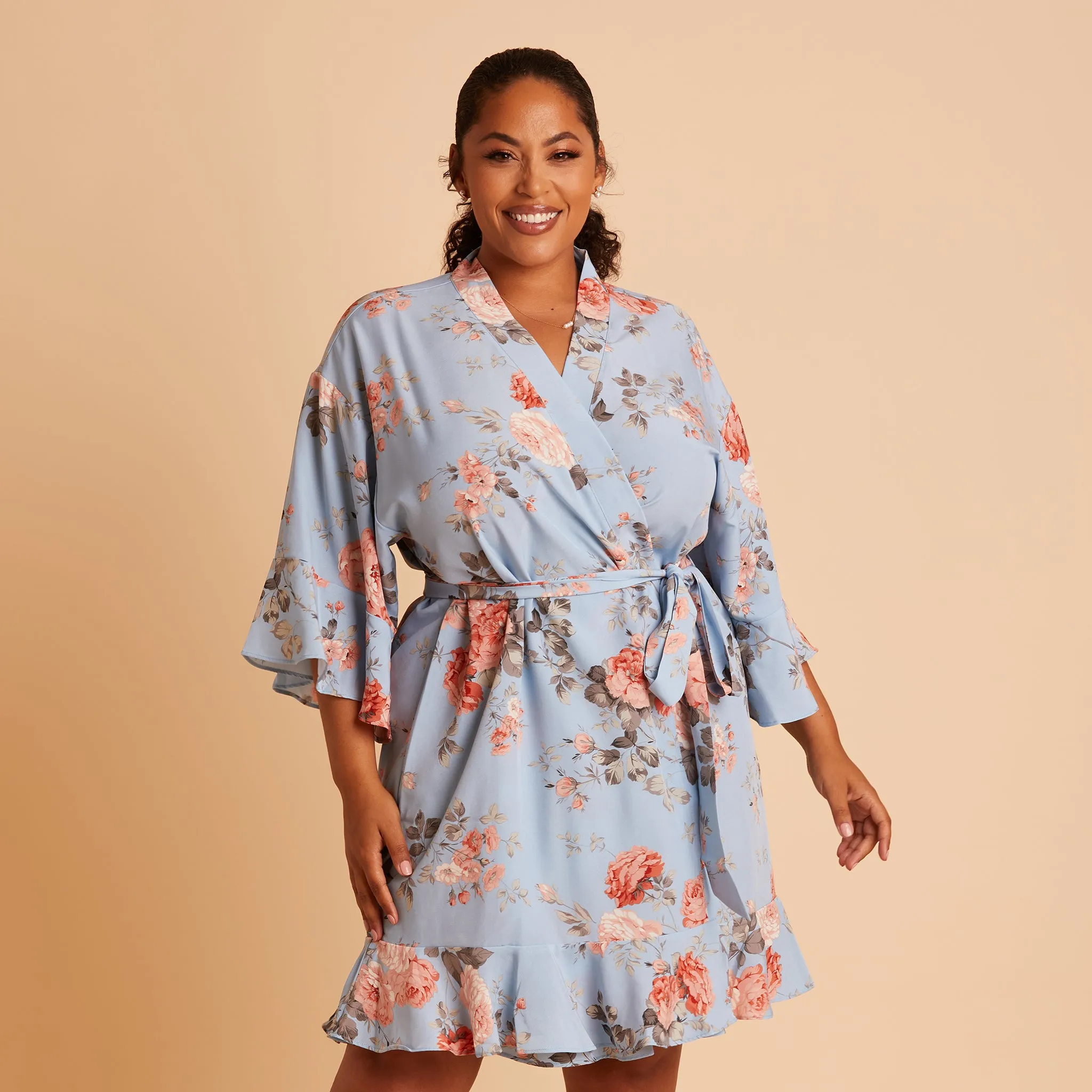 Kenny Floral Ruffle Robe - Dusty Blue Floral sold by Birdy Grey product image thumbnail 2