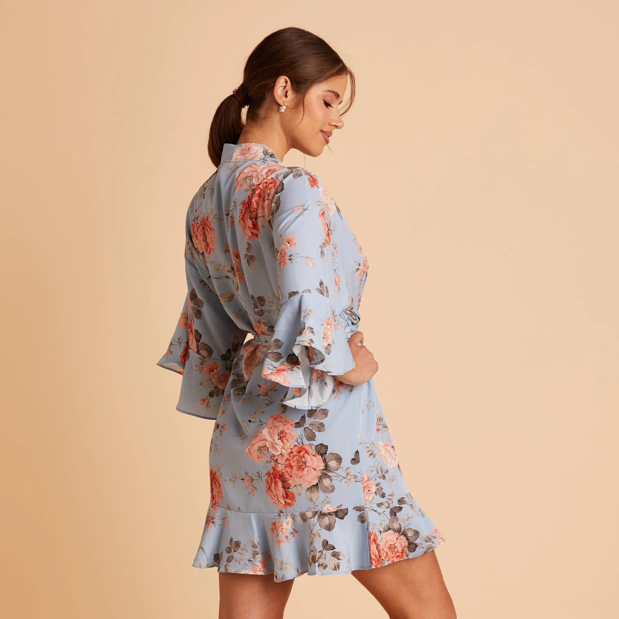 Kenny Floral Ruffle Robe - Dusty Blue Floral sold by Birdy Grey product image thumbnail 5
