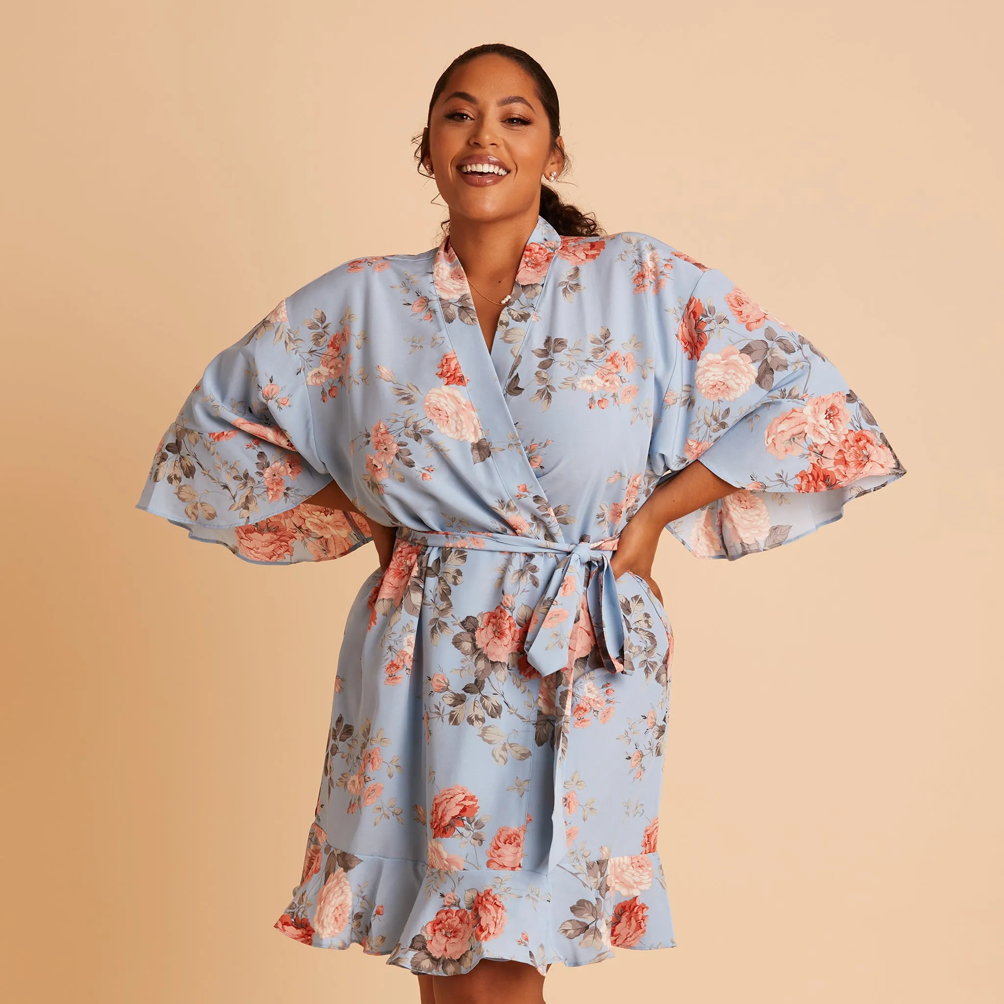 Kenny Floral Ruffle Robe - Dusty Blue Floral sold by Birdy Grey product image thumbnail 4