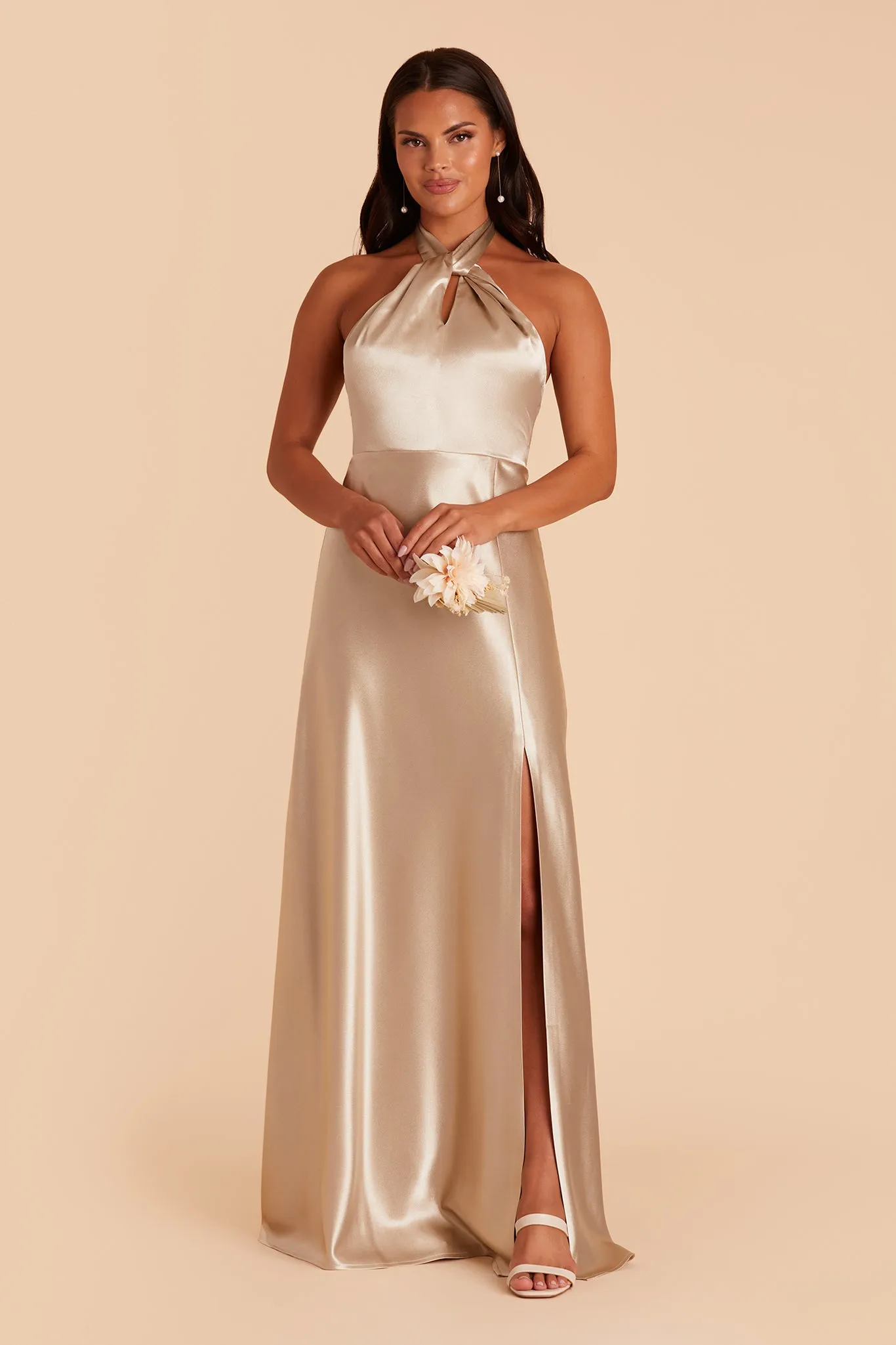 Monica Shiny Satin Dress - Neutral Champagne sold by Birdy Grey product image thumbnail 5